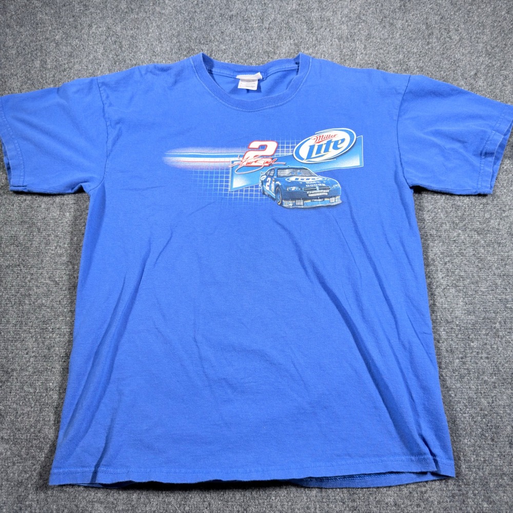 Chase Authentics Kurt Busch Miller Lite NASCAR T-Shirt Mens Large Blue Vintage